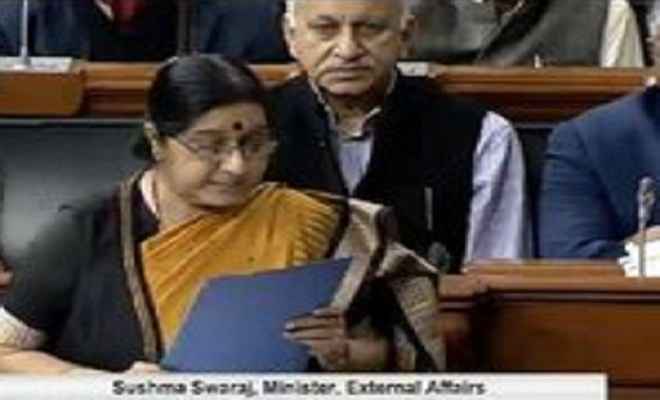 कुलभूषण मसले पर संसद में सुषमा ने पाक को लताड़ा