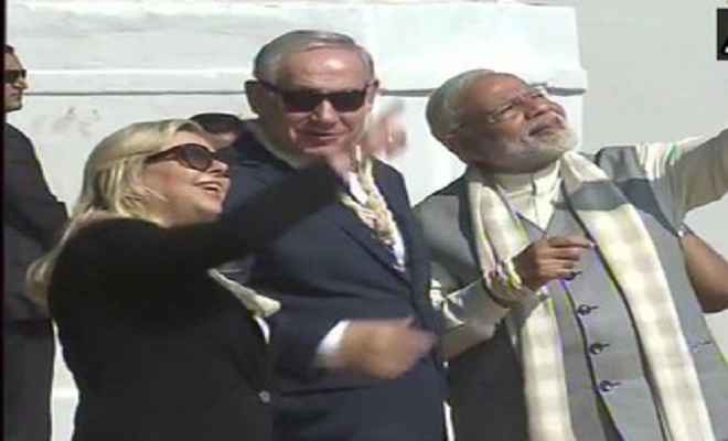 गांधी आश्रम में, इजराइल और भारत के प्रधानमंत्री ने उड़ाई पतंग