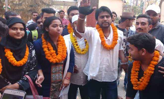 मगध विवि छात्र संघ चुनाव में जन अधिकार छात्र परिषद के प्रत्याशियों ने किया नामांकन