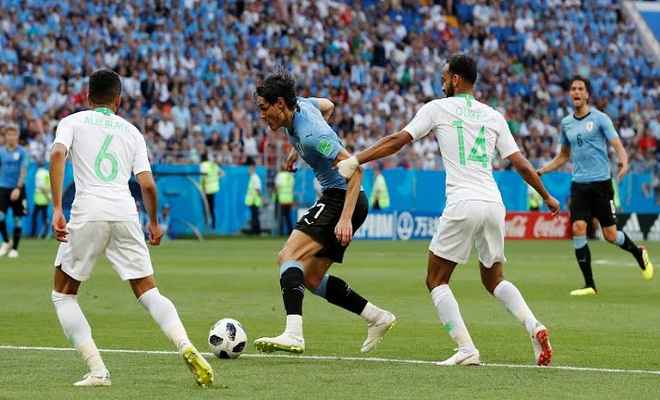 नॉकआउट में पहुंचा उरुग्वे, सऊदी अरब को 1-0 से हराया