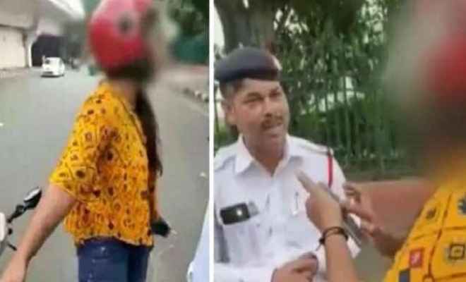 दिल्ली में लड़की हाईवोल्टेज ड्रामा चालान काटने पर दी सुसाइड की धमकी