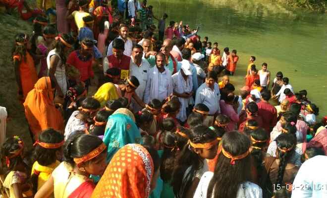 रामगढ़वा में श्रीमद्भागवत महायज्ञ को लेकर निकली जलयात्रा