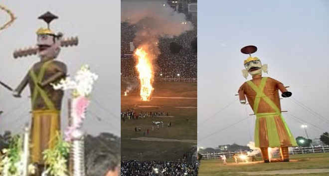 बिहार में नदियों में प्रतिमा विसर्जन पर रोक, मूर्ति विर्सजन का सिलसिला जारी, पटना में 70 फीट का रावण जला